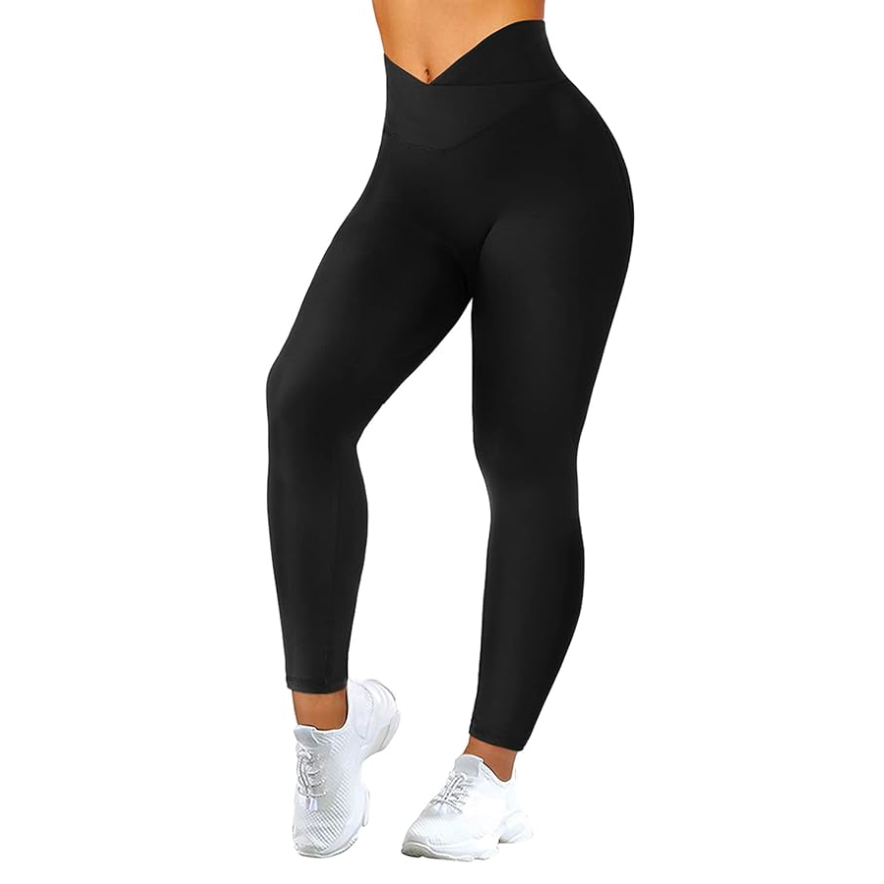 Mooslover V-Cross Waist Butt Lifting Leggings with Pockets